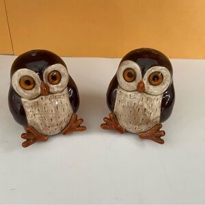 Charming Owl Salt and Pepper Shakers - Brown and Cream